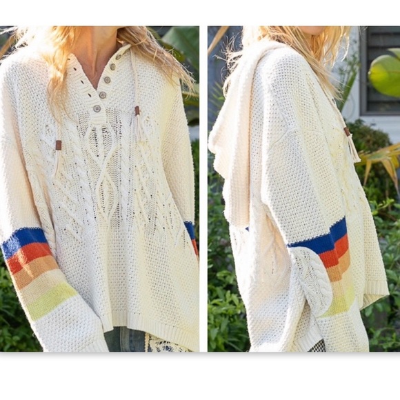 POL Hooded Sweater with Colorful Stripes NWT - Picture 9 of 12